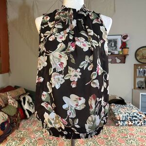 Argora Y2K Floral Brown Bubble Chiffon Feel Tank Top